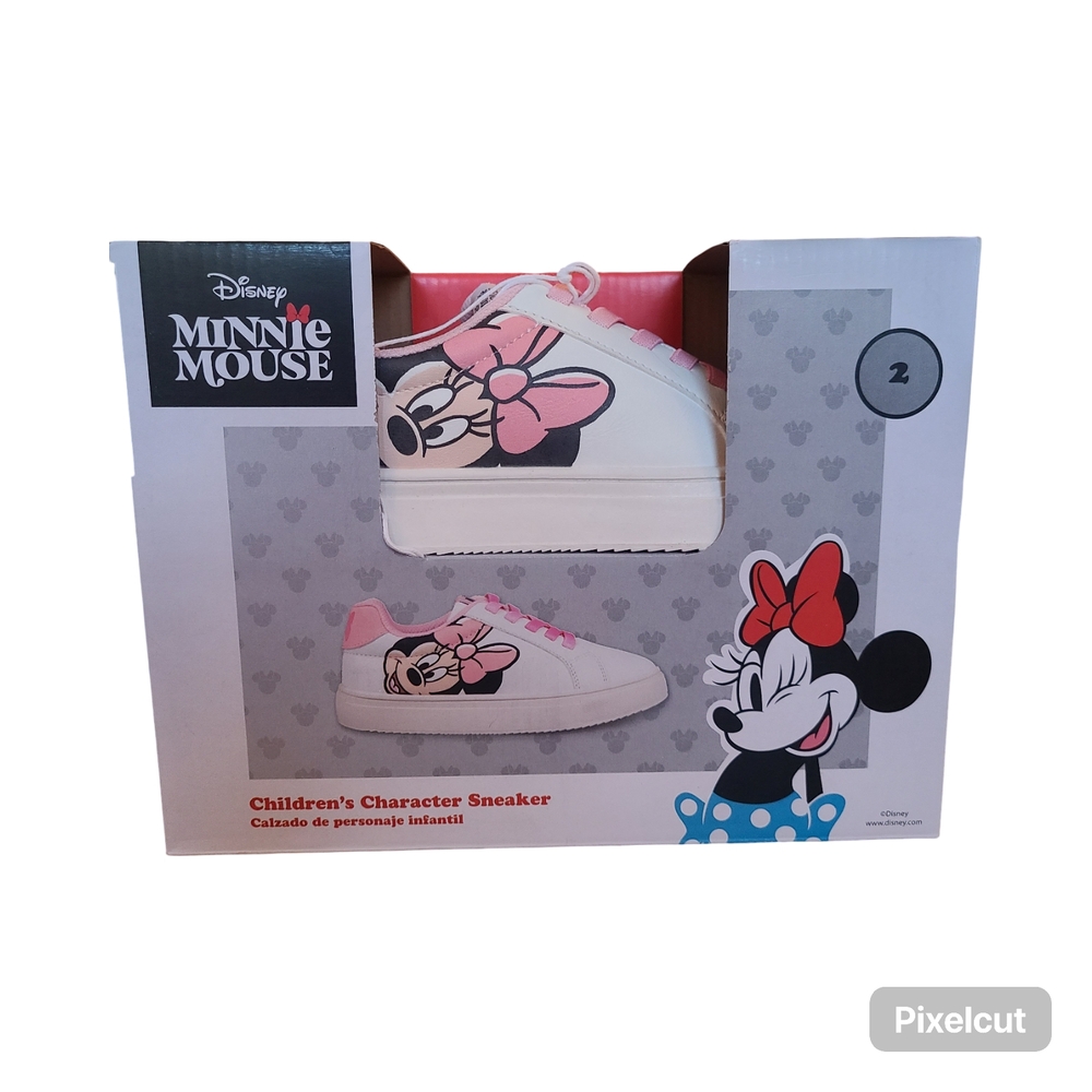 Disney Pink and White Minnie Mouse Tennis Shoes Size 2